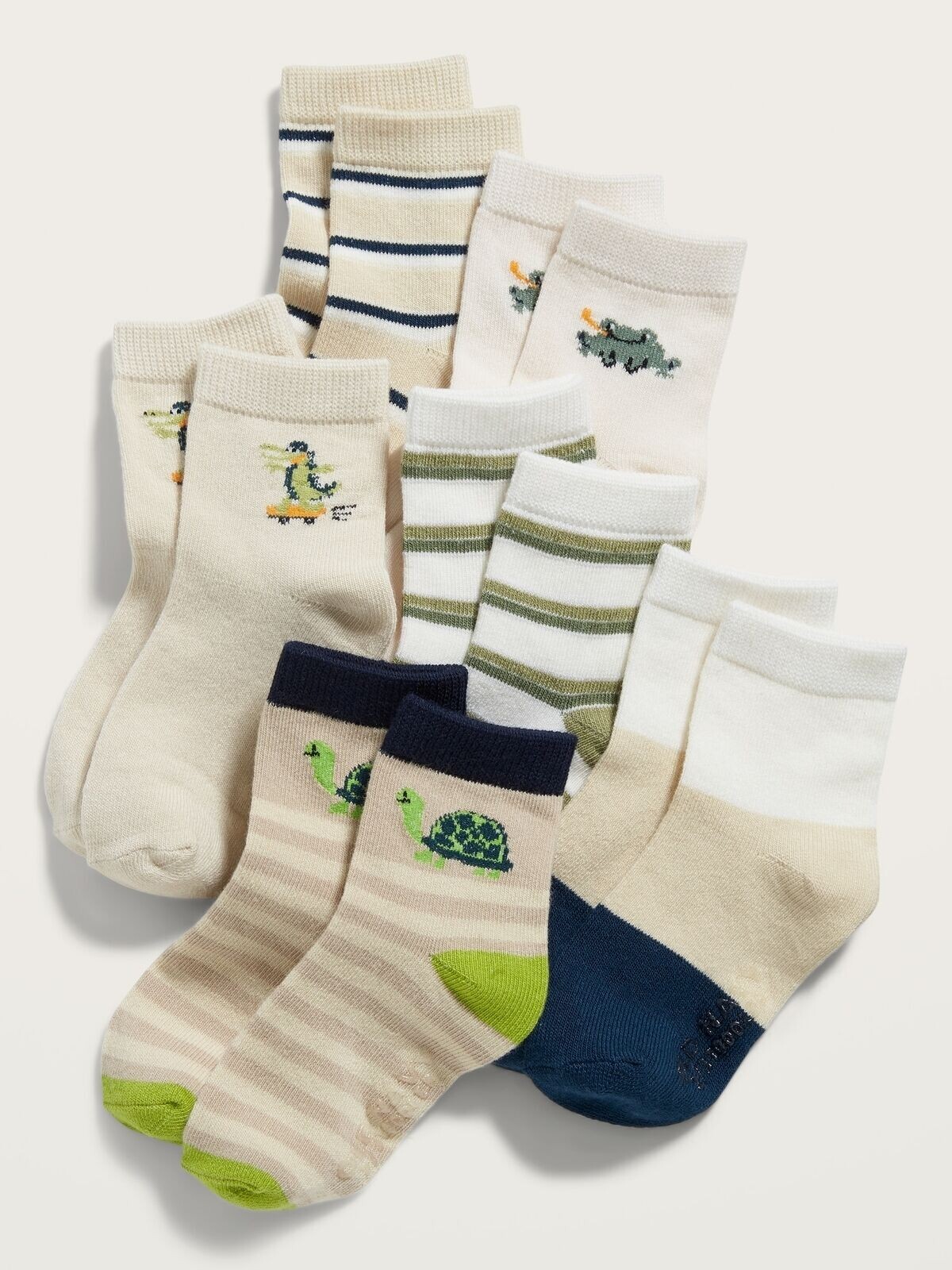 

OLD NAVY BABY TODDLER BOY GIRL 6 НАБОР НОСКОВ С ЧЕРЕПАХАМИ CROC FROG CREW 4T-5T, Navy blue;green;cream;ivory;white