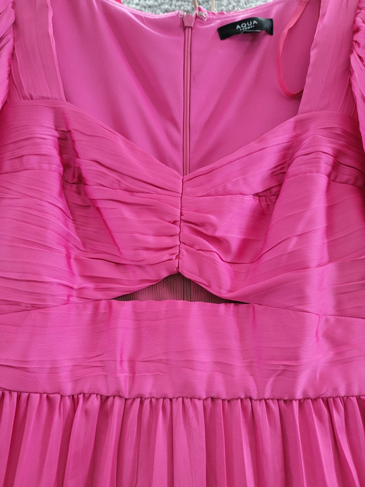 AQUA Formal Pleated Cutout A-Line Dress Women's 0 Pink Back Zipper Closure - Picture 7 of 19