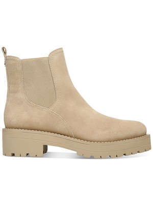 

SAM EDELMAN Женские кожаные ботильоны без шнуровки Justina бежевого цвета с блочным носком, размер 8,5 м, Бежевый, H1399L3