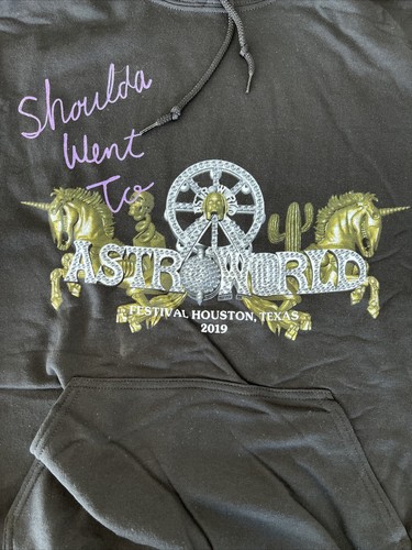 Pre-owned Travis Scott Authentic  Astroworld Houston 2019 Hoodie Black Size Large