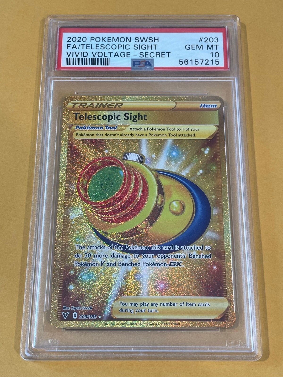 2020 Pokemon SWSH Vivid Voltage Telescopic Sight Gold Secret 2020 Pokemon SWSH Vivid Voltage Telescopic Sight Gold Secret