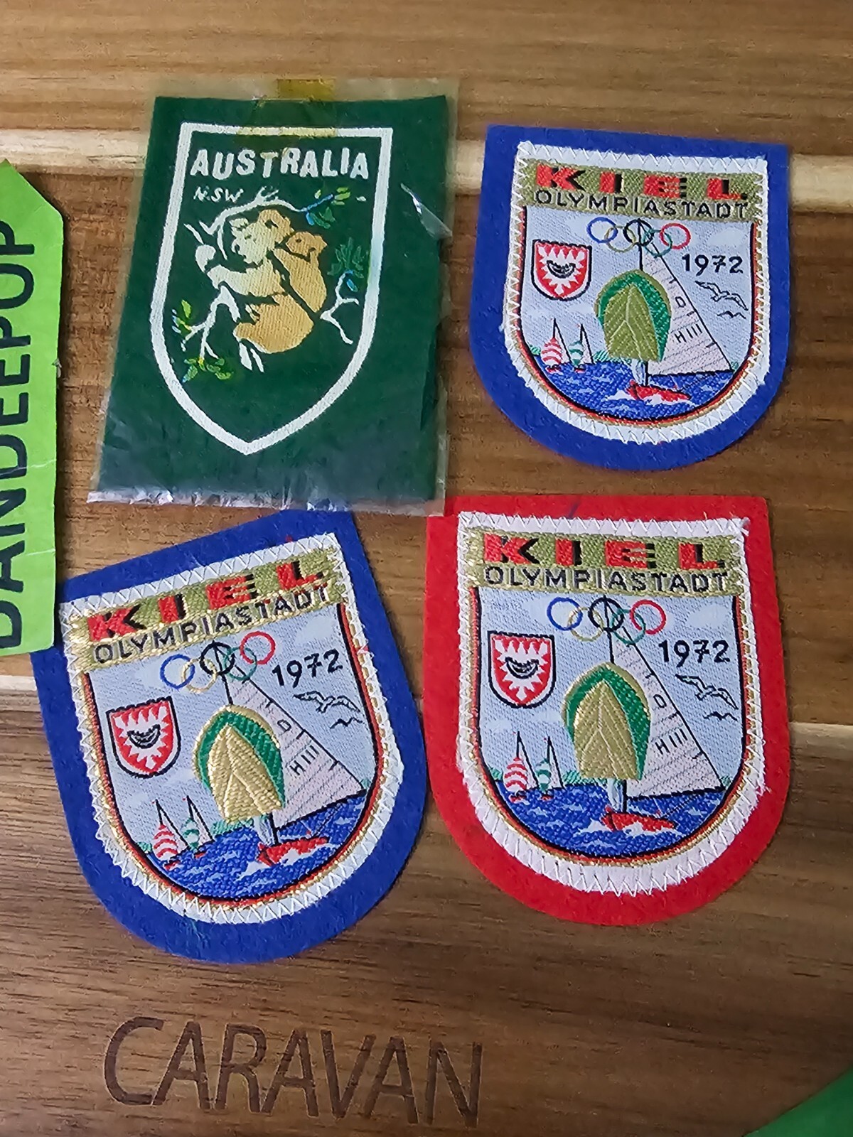 Vintage 4 Olympic Embroidered Felt Patches Kiel Olympaistadt 1972 Australia NSW
