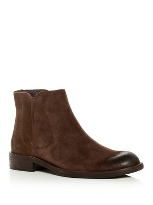 

JOHN VARVATOS Мужские Коричневые Кожаные Ботинки без шнуровки Waverly с круглым носком на блочном каблуке, Коричневый, F3547U3B