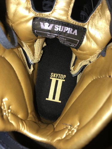 Pre-owned Supra Skytop 2 Ii Navy Gold Leather Factory 413 Size 11 First Muska Shortys