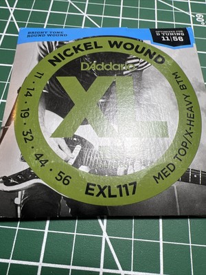 D'Addario EXL117 Nickel Wound Medium Top/Extra-Heavy Bottom 11-56 Guitar Strings