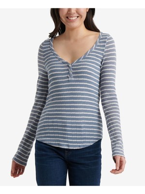 Женский топ Henley с длинным рукавом в синюю полоску SANCTUARY Womens XS