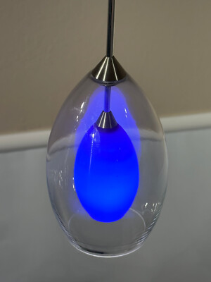 Fire Pendant - Clear/Blue/Nickel - Tech Lighting Equivalent - 12V Halogen - NEW
