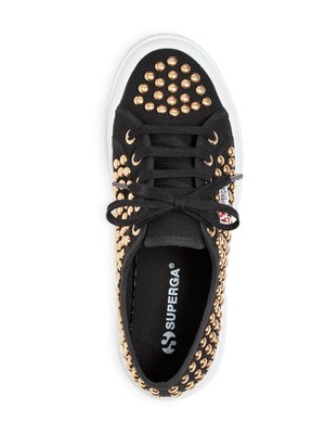 

Женские спортивные кроссовки SUPERGA с черными шипами на платформе и круглым носком на платформе 6,5 м, Черный, S007WC0
