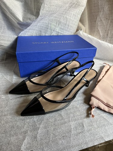 Stuart Weitzman Mondrian 50MM Slingback Pump Patent Leather Stuart Weitzman Mondrian 50MM Slingback Pump Patent Leather