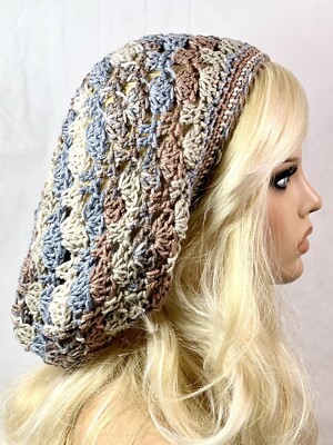 NEW Women's Handmade SLOUCHY Beanie Tam Hat Rasta EXTRA BAGGIE Beach