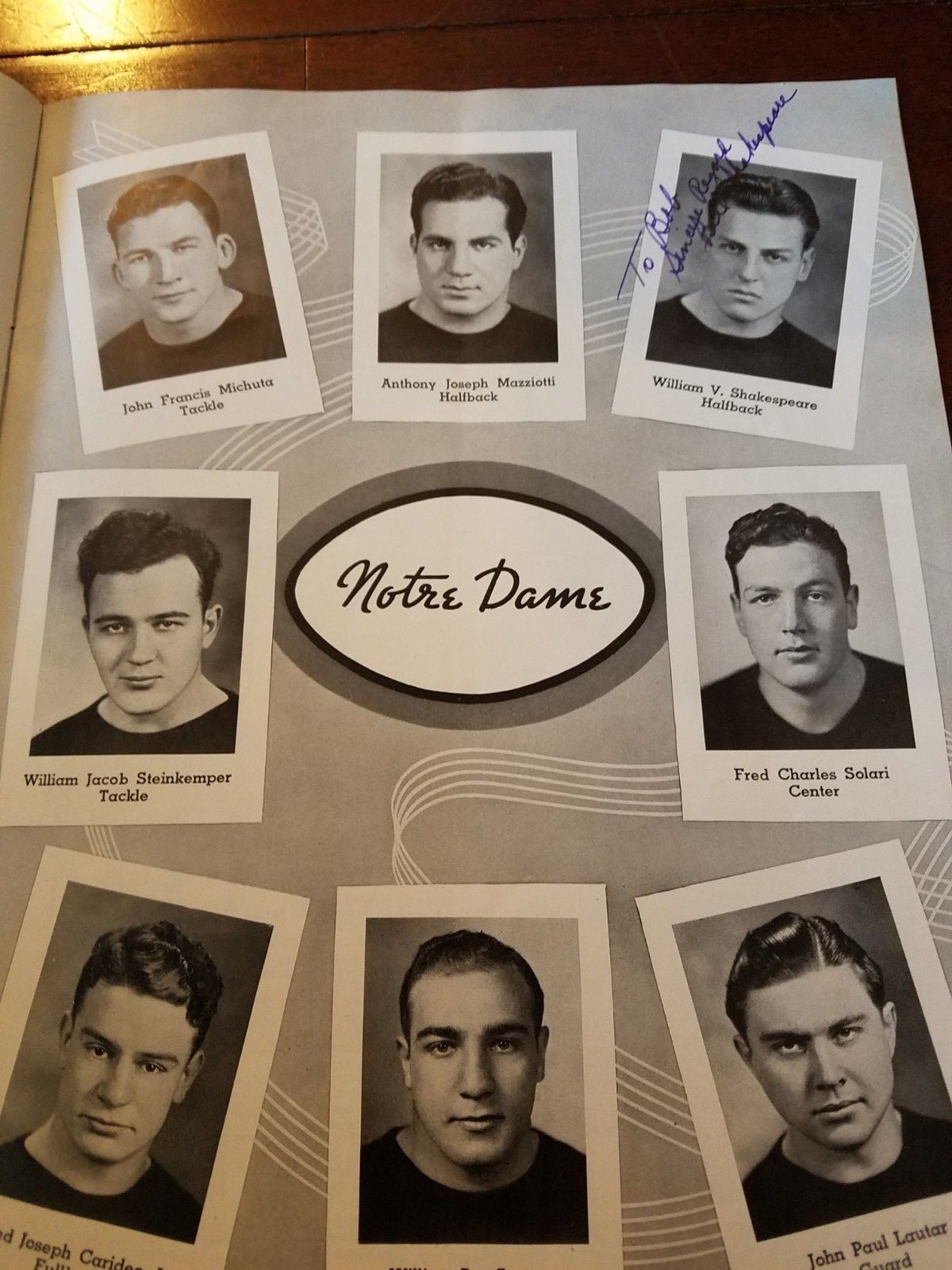 Bill Shakespeare (d.1974) AUTOGRAPHED 1935 Pittsburgh vs Notre Dame program