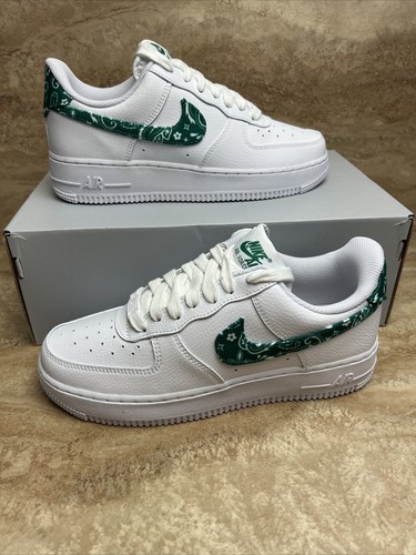 Pre-owned Nike Air Force 1 ‘07 Essential Green Paisley Women's In White