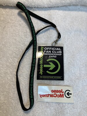 Jesse McCartney Fan Club Card Beautiful soul tour, Pass holder, lanyard, Tattoo