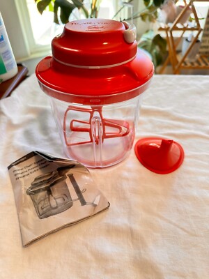 NOS Supersonic Tupperware Power Chef Manual Food Processor Mixer Whisk Red