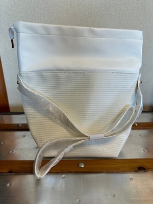Sisley White Synthetic Leather Cosmetic Handbag Travel Shoulder Bag Women's New