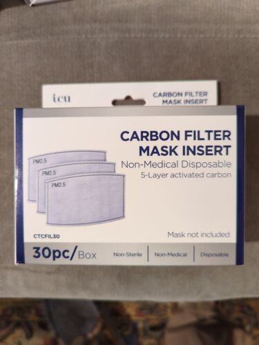 ICU Health Carbon Filter Face Mask Insert 5 Layers- 30ct