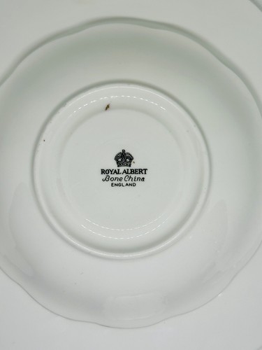 Vintage Royal Albert Trio Tea Cup Saucer Dessert Plate Pink Black Gold on White