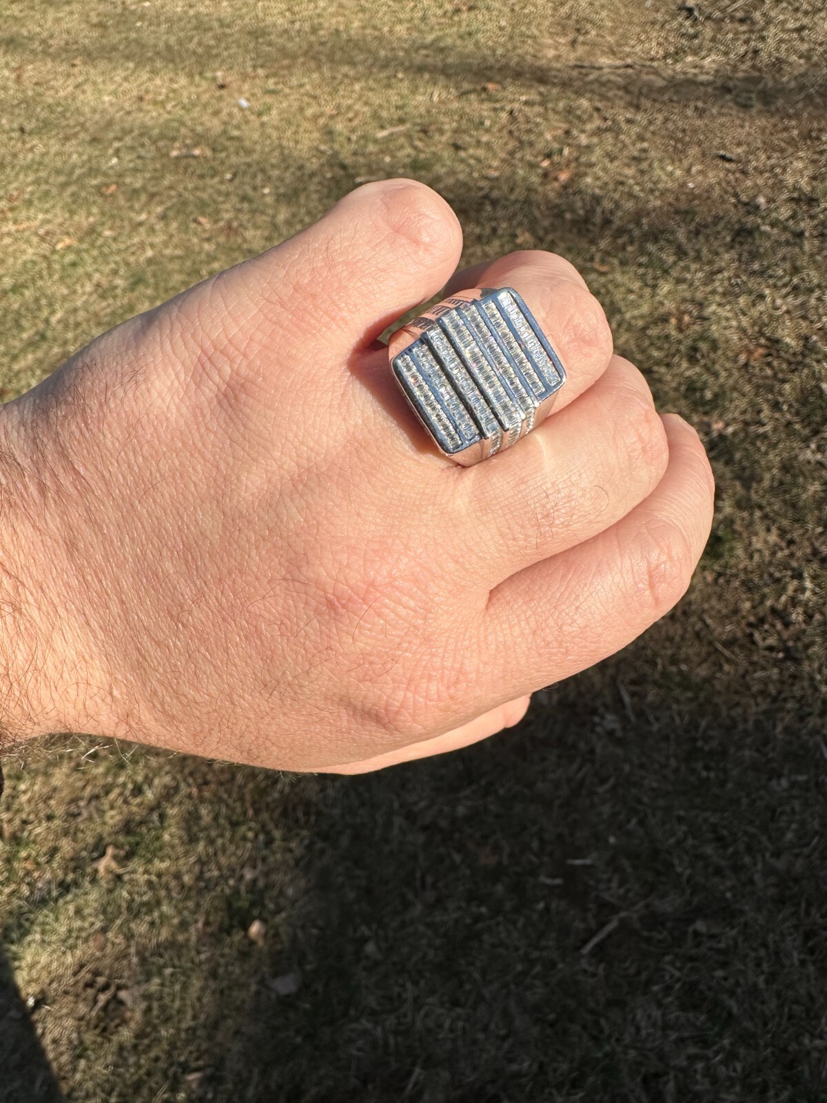 Pre-owned Pinky Moissanite Baguette Ring Real 925 Silver Iced Hip Hop  Pass Diamond Tester