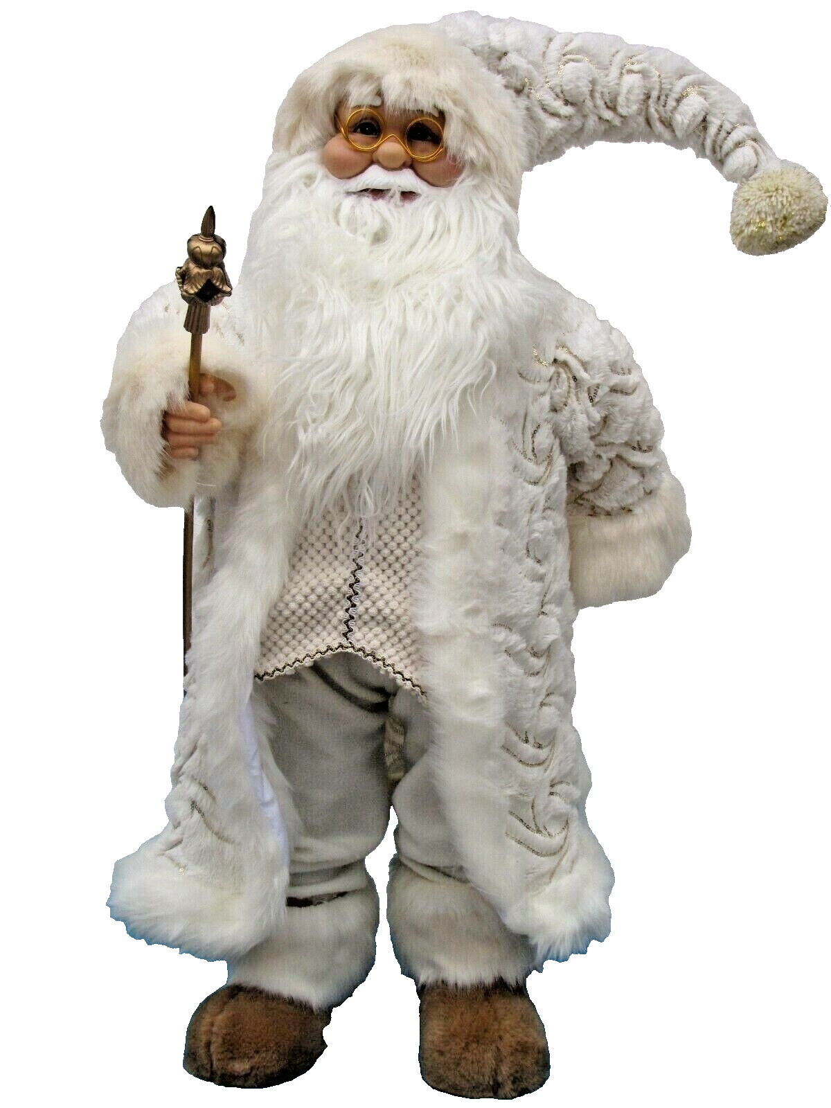 Keramik Weihnachtsmann Figuren Set – 3-teilige Dekoration Für Regal, Schreibtisch Oder Wohnzimmer (gold)