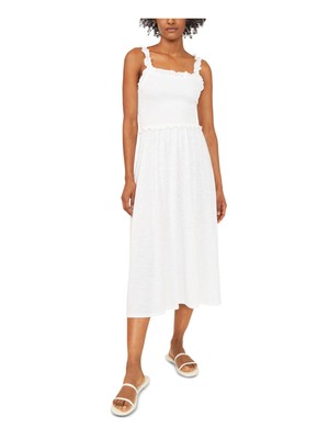 

RILEY-RAE Женское белое платье миди без рукавов с квадратным вырезом и расклешенным воротником, Белый