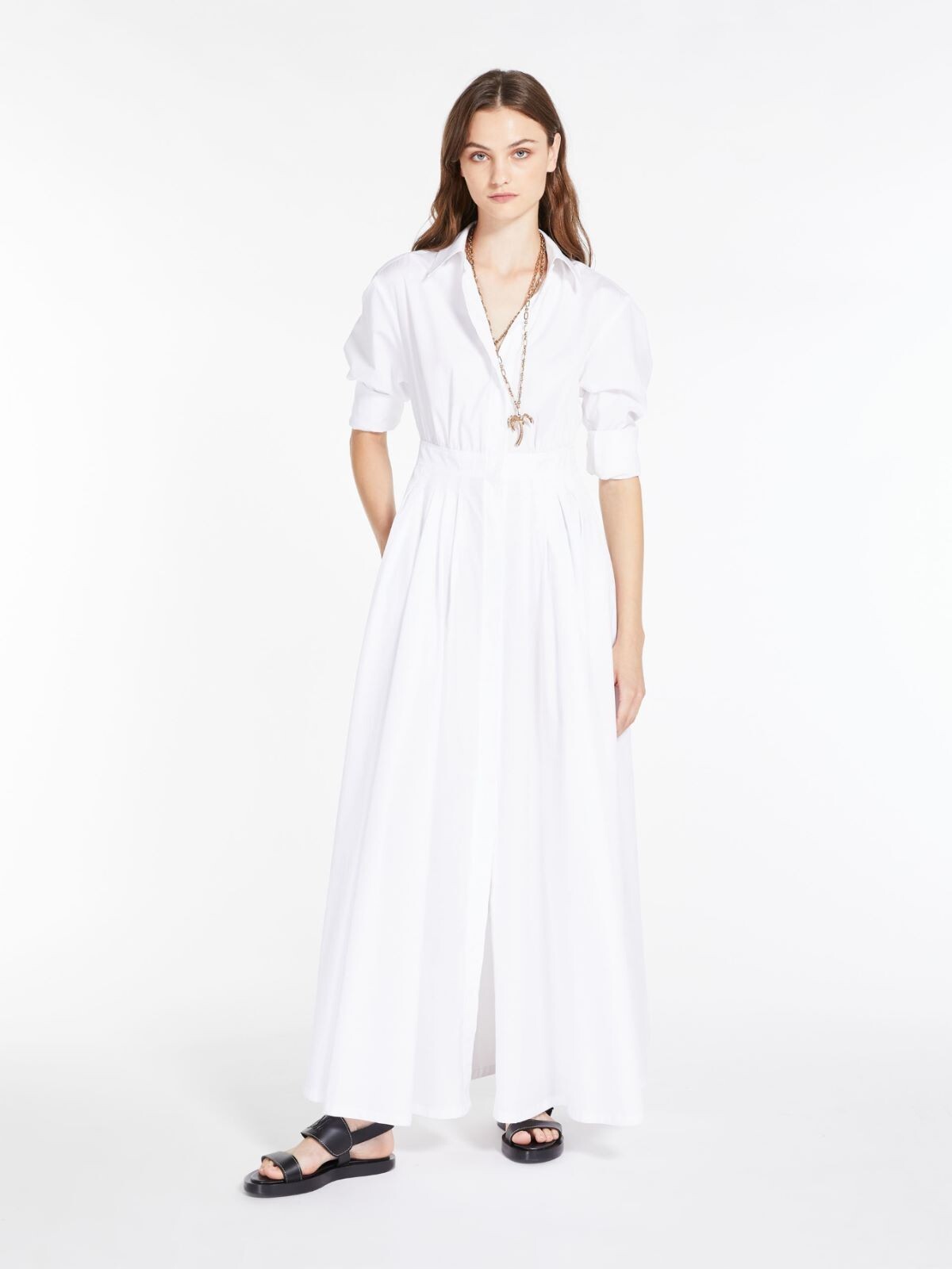 NWT Max Mara STUDIO Optical White Pancia Shirt Dress Size 6 NWT Max Mara STUDIO Optical White Pancia Shirt Dress Size 6