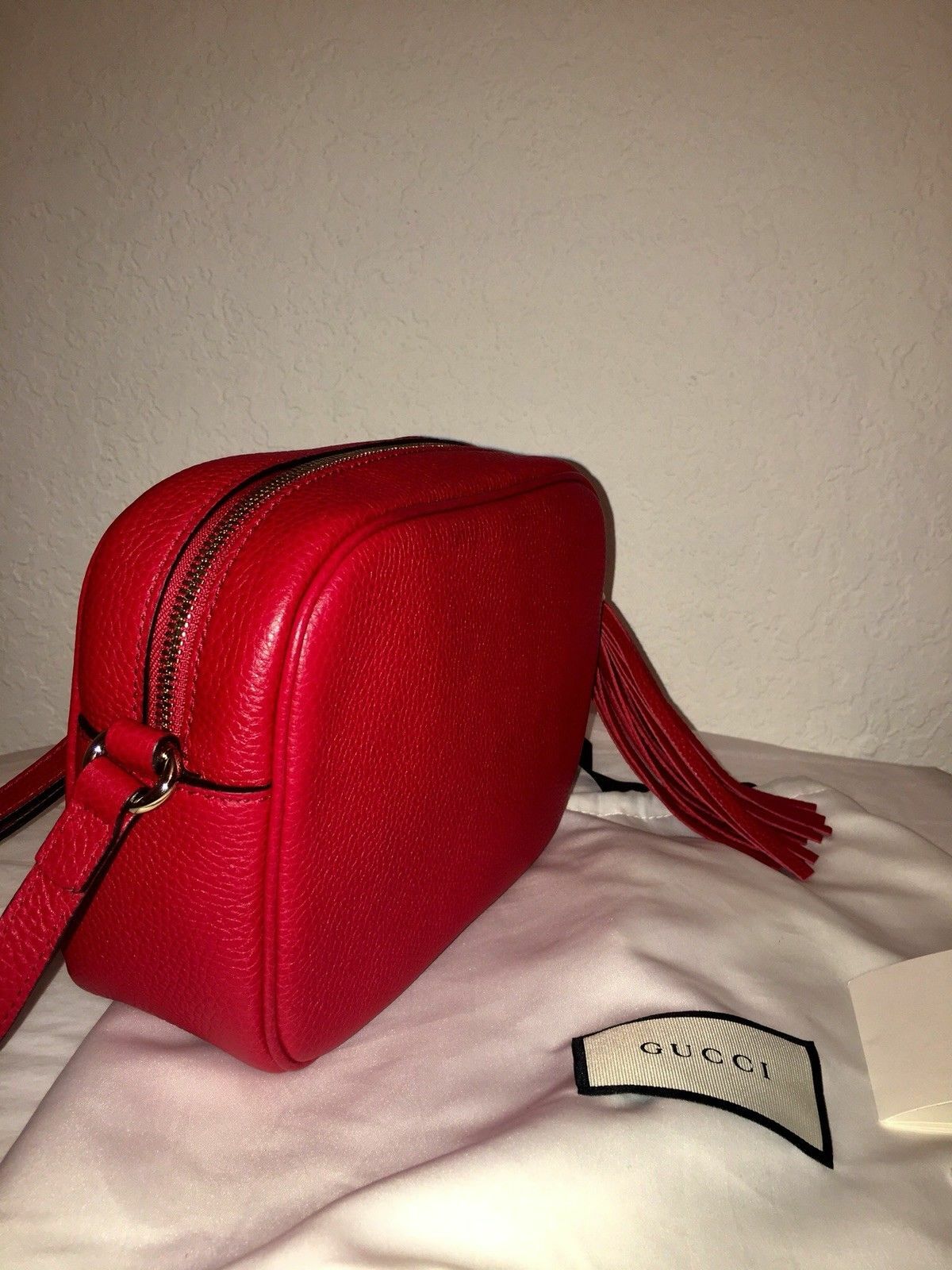 1000% AUTH NWT GUCCI SOHO DISCO CROSSBODY RED LEATHER BAG