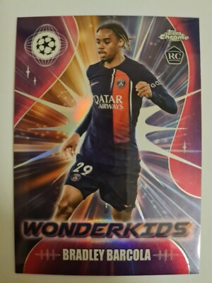 Bradley Barcola Carte Topps Chrome Wonderkids Rookie Psg Foot Champions League 