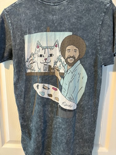 【DEARMINE】Ross Pigment T-Shirt Mens RipnDip Bob Ross Tie-Dyed 2-Sided Graphic T-Shirt Size