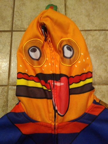 Fortnite Durr Burger Full Zip Down Hoodie/Costume Mesh Face Mask Boys LARGE  | eBay