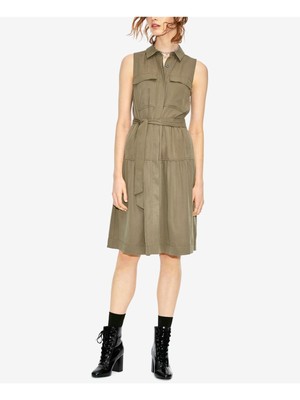 

MAISON JULES Женское зеленое платье-рубашка без рукавов выше колена Размер, Зеленый