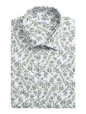 

Мужская белая классическая рубашка стрейч BAR III с принтом и широким воротником S 14/14,5, Белый, 100123249MN