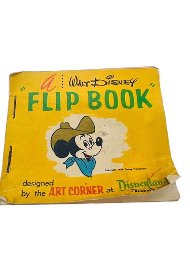 1960s Disneyland Flip Book Mickey Mouse Cowboy Vintage Art