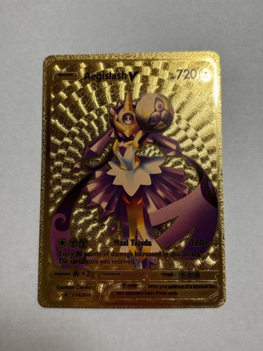 エヴァンゲリヲンチップス　3DカードCH2.3.5.7.8.9.10.11.12 Aegislash V 134/203 HP 720 Gold Foil Fan Art Display Card