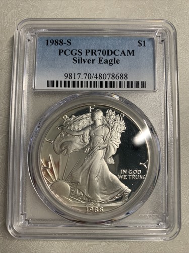 1988 S- American Silver Eagle- PCGS- PR70DCAM | eBay