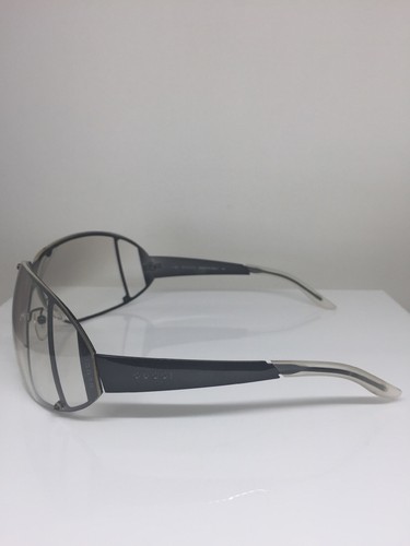 Pre-owned Gucci Authentic  1652 Sunglasses Gg 1652/s C. Tw3 Shiny Gunmetal Made Italy In Silver Flash Mirror Shield With Grey Gradient Lens