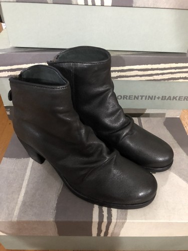 Pre-owned Fiorentini + Baker Bonni Ankle Boot Black Size 37 Leather Brand $475