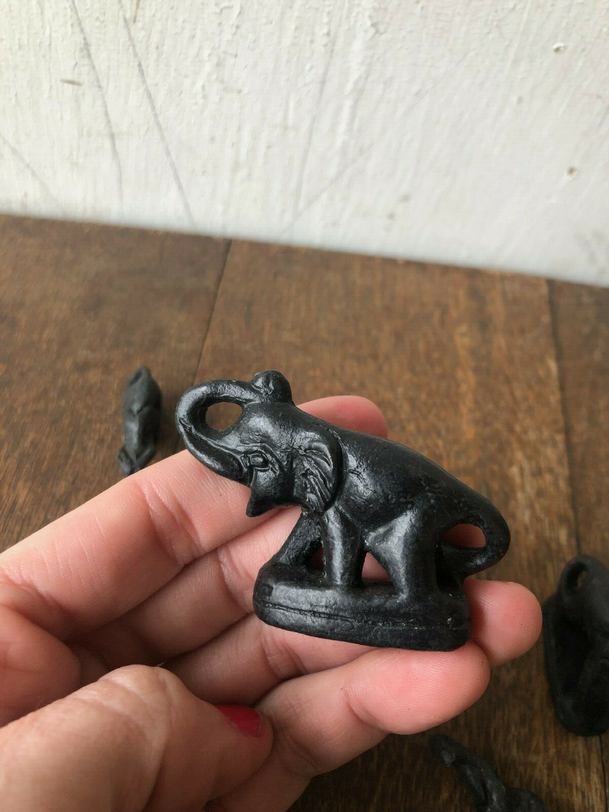 Set of 7 - Antique Burmese Bronze Interlocking ELEPHANT Opium Scale WEIGHTS