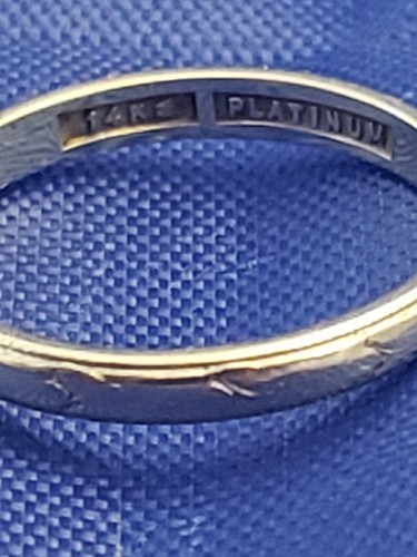 14k White Gold and Platinum Art Deco Mens Wedding Band Size 7 1910c