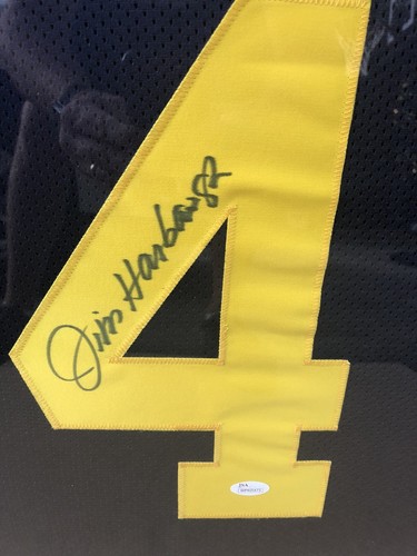 JIM HARBAUGH FRAMED AUTOGRAPHED MICHIGAN JERSEY w/ JSA COA - Free Shipping