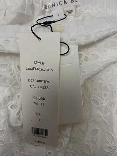 Pre-owned Veronica Beard $748  Womens White Cali Cotton Off The Shoulder Dress Size 2