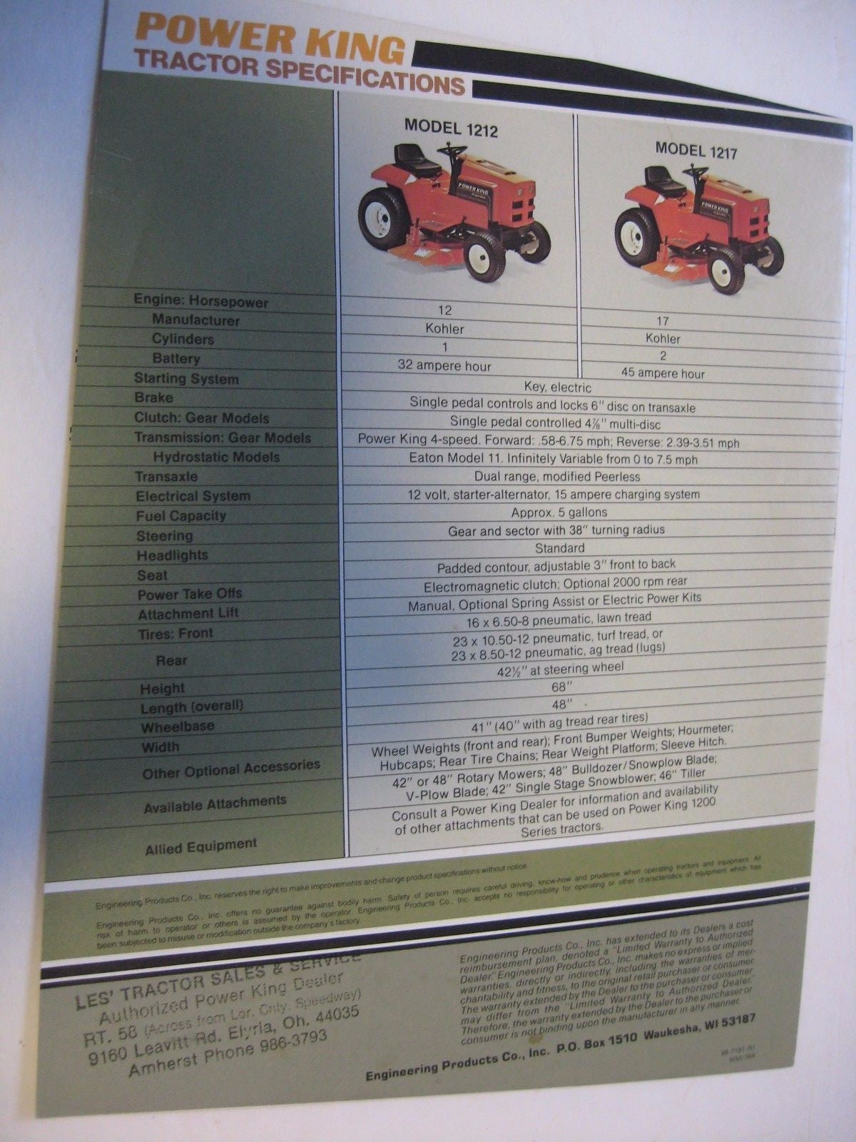 1980's Economy Power King Tractor Dealer Sales Brochure 1200 Series Estate Find