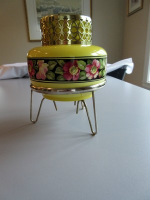 Vtg 1920-30 :Falcon Ware No 2  Art Deco Flower Frog Vase Yellow / Pink flowers