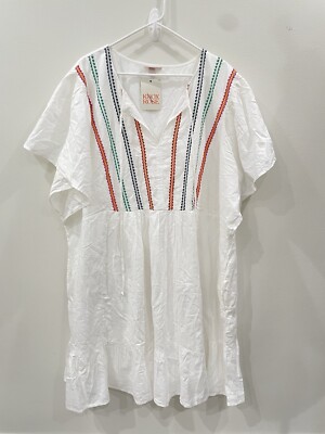 Knox Rose Boho Embroidered Dress Womens Size 4XL W/Pockets Layered Lined Hippie