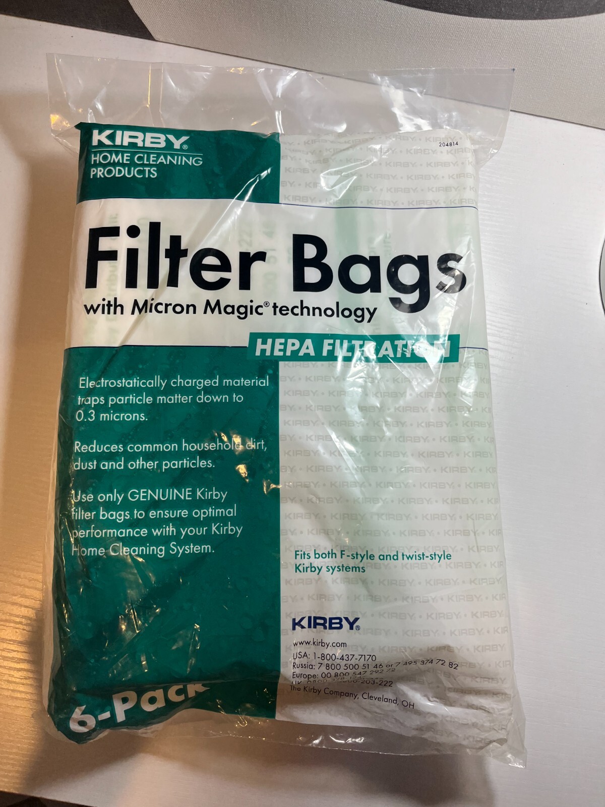 Ｋ 6-Pack Kirby 204814 Micron Magic HEPA Filter Bags for F