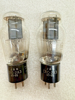 RCA JAN-CRC 2A3 VT-95 Black Plate Matching Pair Output Tubes