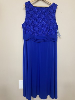 Connected Apparel Women's 20W Special Occassion Jersey Midi Dress ~Electric Blue