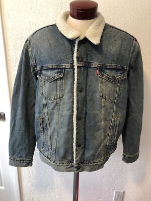 Levi's Trucker Jean Jacket Men Snap Front Sherpa Fleece Lined Levi Strauss J304
