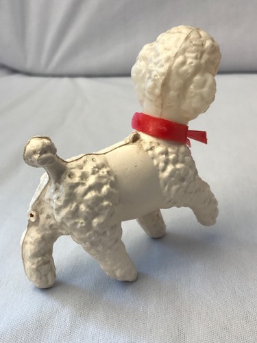Poodle White French Poodle Dog Ornament Figurine Plastic Hong Kong Vintage 3.5
