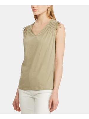 

RALPH LAUREN Женская зеленая майка без рукавов с V-образным вырезом и рюшами Размер, Зеленый