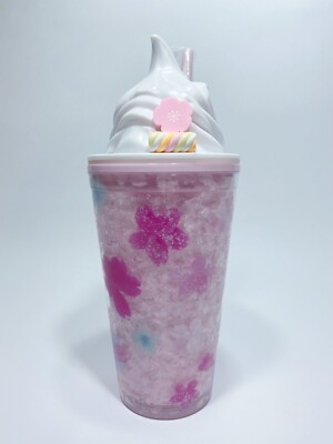 Pink Soft Serve Sakura Flower Double Wall Insulated Tumbler Cup Girl 18 Oz